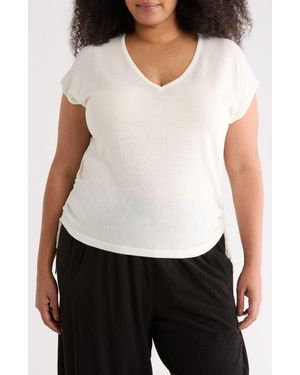 Max Studio Ruched Cap Sleeve Sweater - Natural