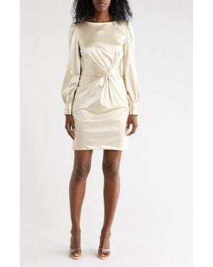 Julia Jordan Front Twist Long Sleeve Dress - Natural