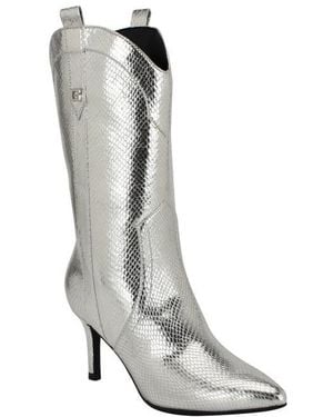 Guess Wurlie Snakeskin Embossed Western Boot - White