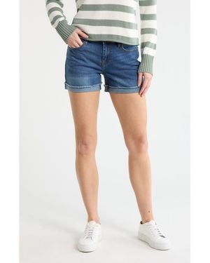 Vigoss Cuffed Mid Rise Denim Shorts - Blue