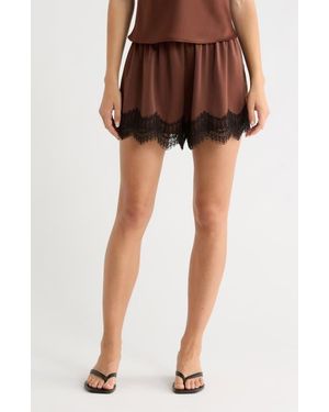 Wayf Lace Trim Pull-On Shorts - Brown