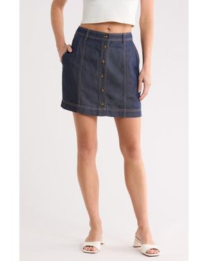 Bella Dahl Seamed Button Front Miniskirt - Blue