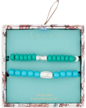 Leith Set Of 2 Western Beaded Stretch Bracelets - Blue