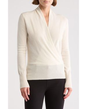 Sofiacashmere Cashmere Faux Wrap Sweater - White