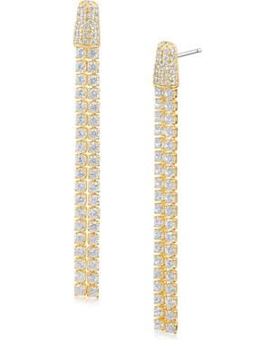 CZ by Kenneth Jay Lane Cubic Zirconia Double Strand Linear Drop Earrings - Metallic