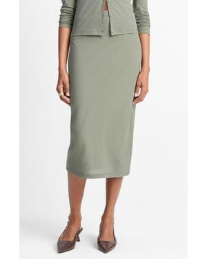Vince Cotton Midi Skirt - Green