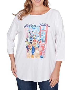 Ruby Rd. Cotton Jersey Graphic T-Shirt - Gray