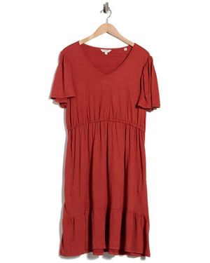 Max Studio Flutter Sleeve Knit Dress - Red