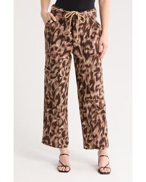 Democracy Belted Cargo Crop Straight Leg Pants - Multicolor