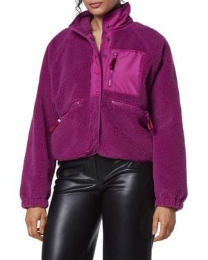 Marc New York Mixed Media Fleece Zip Jacket - Purple