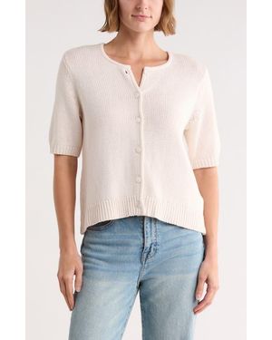 Splendid Fisher Short Sleeve Cotton Blend Cardigan - Natural