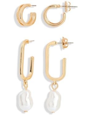 Leith Set Of 2 Assorted Hoop Earrings - White