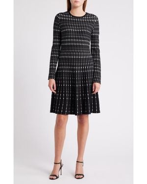 Julia Jordan Stripe Jacquard Long Sleeve Sweater Dress - Black