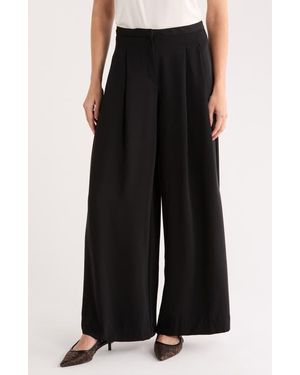 INDUSTRY REPUBLIC CLOTHING Pleated Wide Leg Pants - Black