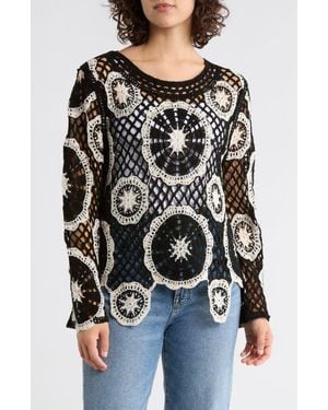 Forgotten Grace Circle Open Knit Sweater - Black