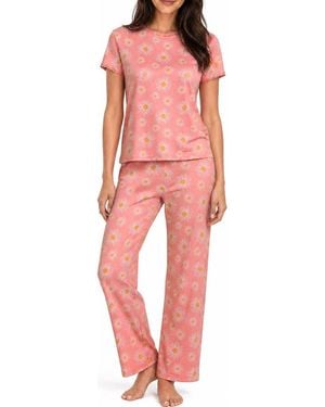 LOFT Lace Trim Floral Pajama Top - Red