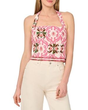Parker Tile Print Halter Top - Pink