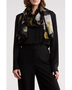 Ted Baker Floral Large Silk Scarf - Black