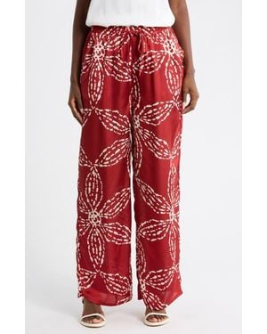 Halogen® Printed Soft Wide Leg Pants - Red