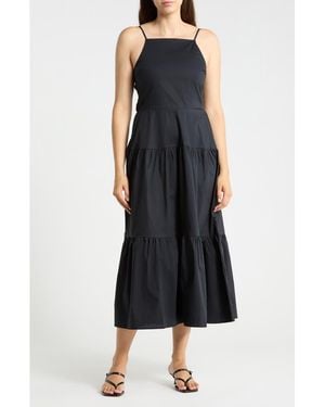 Badgley Mischka Tiered Cotton Maxi Dress - Black