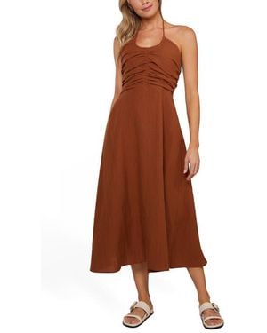 Matty M Leila Midi Halter Dress - Brown