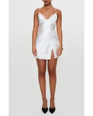 Princess Polly Anysa Lace Trim Satin Minidress - White