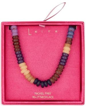 Leith Beaded Collar Necklace - Pink