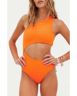 Beach Riot Celine Cutout One-Shoulder One-Piece Swimsuit - Orange