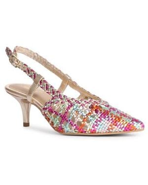 Saint G. Abril Metallic Woven Slingback Pump - Pink