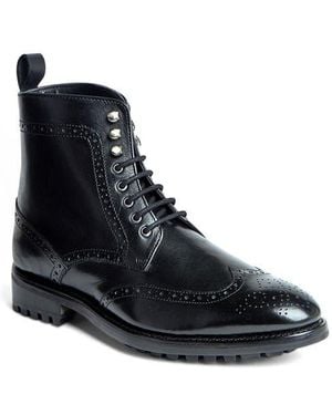 Anthony Veer Grant Wingtip Leather Lace-Up Boots - Black
