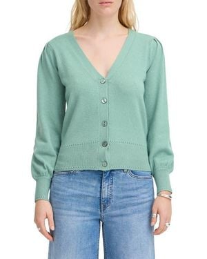Ichi V-Neck Knit Cardigan - Green