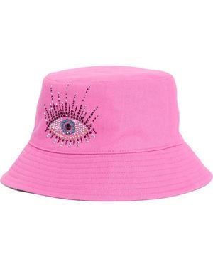 Kurt Geiger Evil Eye Embellished Bucket Hat - Pink