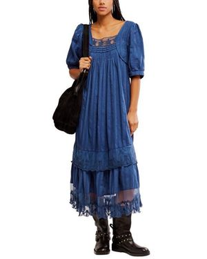 Free People Calder Smocked Midi Dress - Blue
