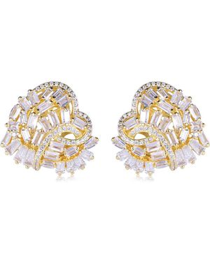 Suzy Levian Cubic Zirconia Cluster Heart Stud Earrings - Yellow