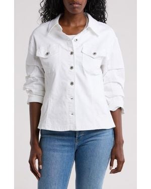 Democracy Cinch Sleeve Denim Jacket - White