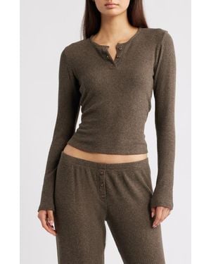 Bella Venice The Cameron Rib Henley - Brown