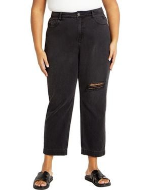 City Chic Kenia Straight Jeans - Black