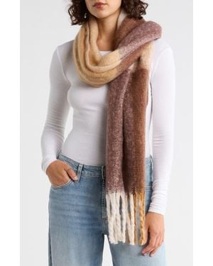 Nordstrom Plaid Brushed Fringed Scarf - Multicolor