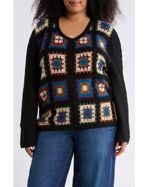 Forgotten Grace Crochet Square Cardigan - Black