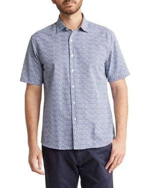 WESTZEROONE Bowfin Short Sleeve Button-Up Shirt - Blue