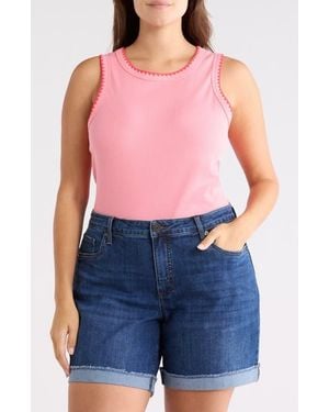 Caslon Whipstitch Trim Rib Tank - Blue