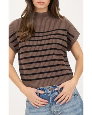 Blu Pepper Mock Neck Pullover Sweater - Brown
