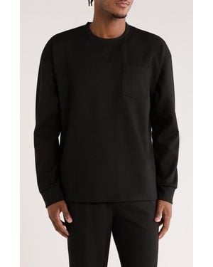 90 Degrees Oasis Scuba Knit Long Sleeve T-Shirt - Black
