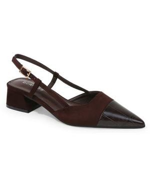 BERNESS Slingback Block Heel Pump - Brown