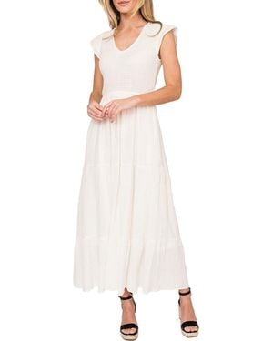 Gibsonlook Flutter Sleeve Cotton Gauze Maxi Dress - Natural