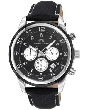 Porsamo Bleu Chronograph Leather Strap Watch - Black