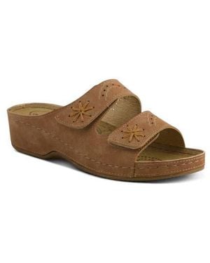 Flexus by Spring Step Double Strap Wedge Sandal - Brown
