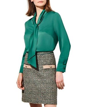 Ming Wang Tie Neck Crêpe De Chine Blouse - Green