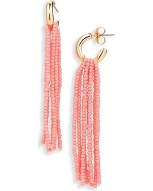 Leith Beaded Fringe Drop Earrings - Red