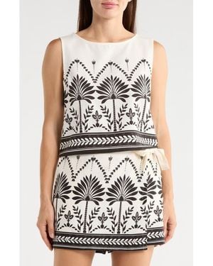 Ellen Tracy Border Print Tank - White